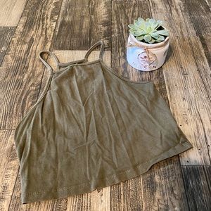 Olive Green Crop Tank Top